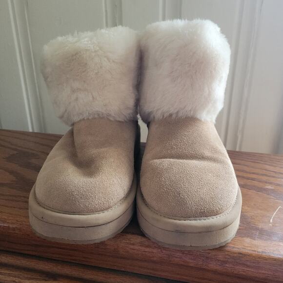 Tendance Paris size 36 tan winter booties with bows and fur trim (approx size 6) - Picture 4 of 6